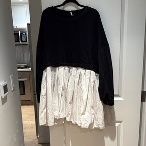 Free People Black and White Midi Dress